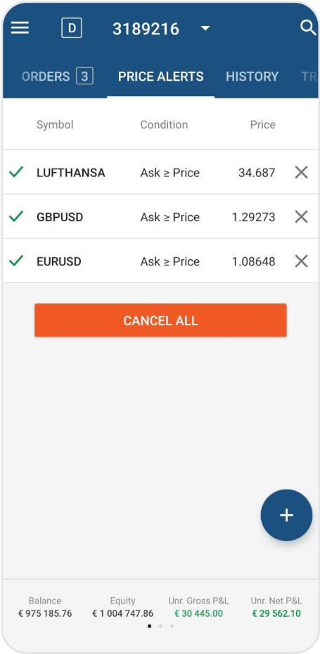 Price Alerts Screen